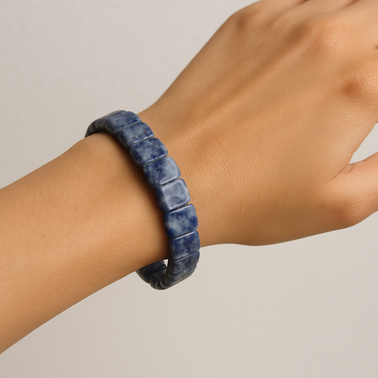 Sodalite Slab Cut Bead Bracelet