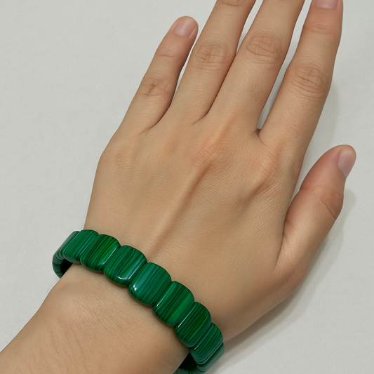 Malachite Bracelet Slab Cut Bead
