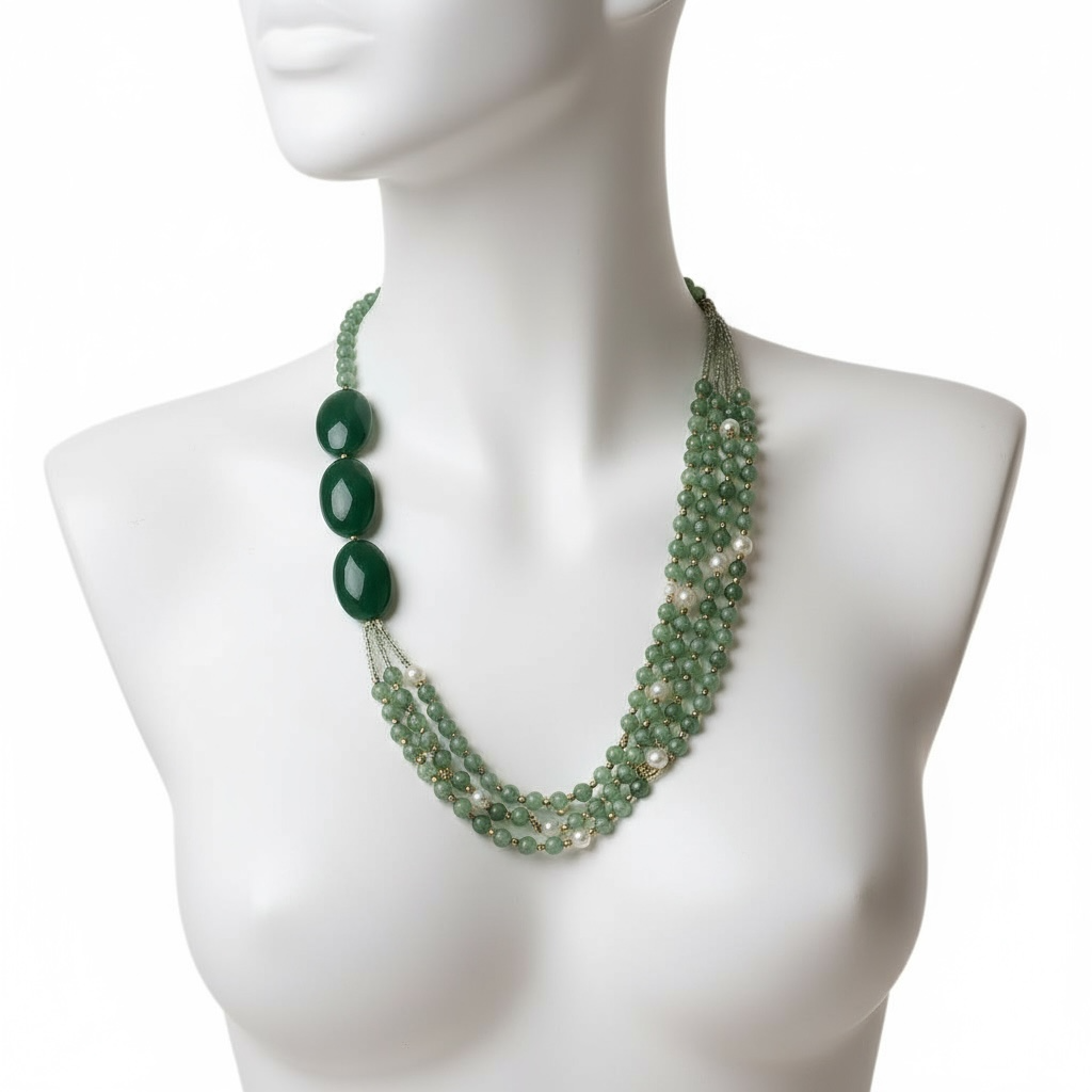 Green Aventurine Layered Necklace – Crystal of Prosperity, Growth & Heart Healing