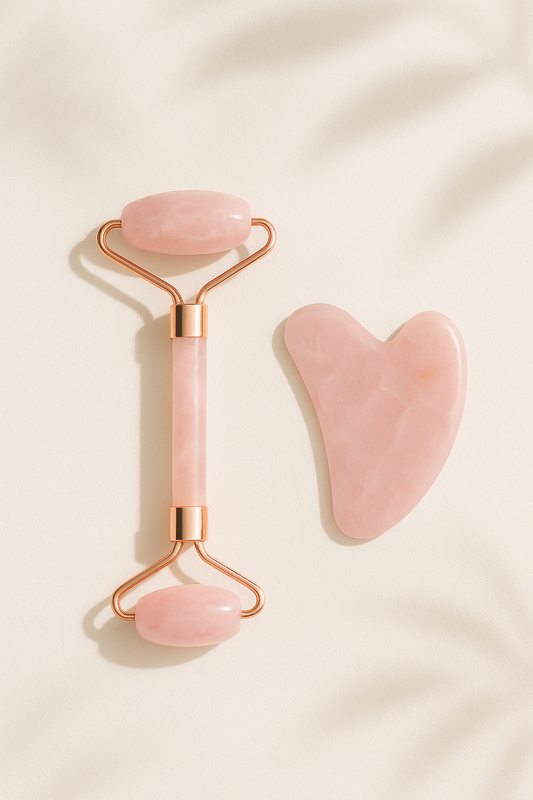 Rose Quartz Facial Roller & Gua Sha Set – Self-Love & Skin Radiance Duo