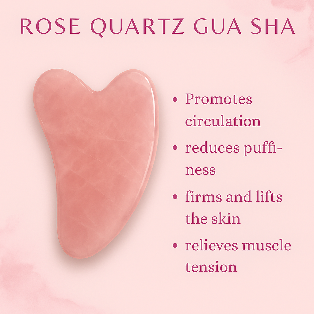 Rose Quartz Facial Roller & Gua Sha Set – Self-Love & Skin Radiance Duo