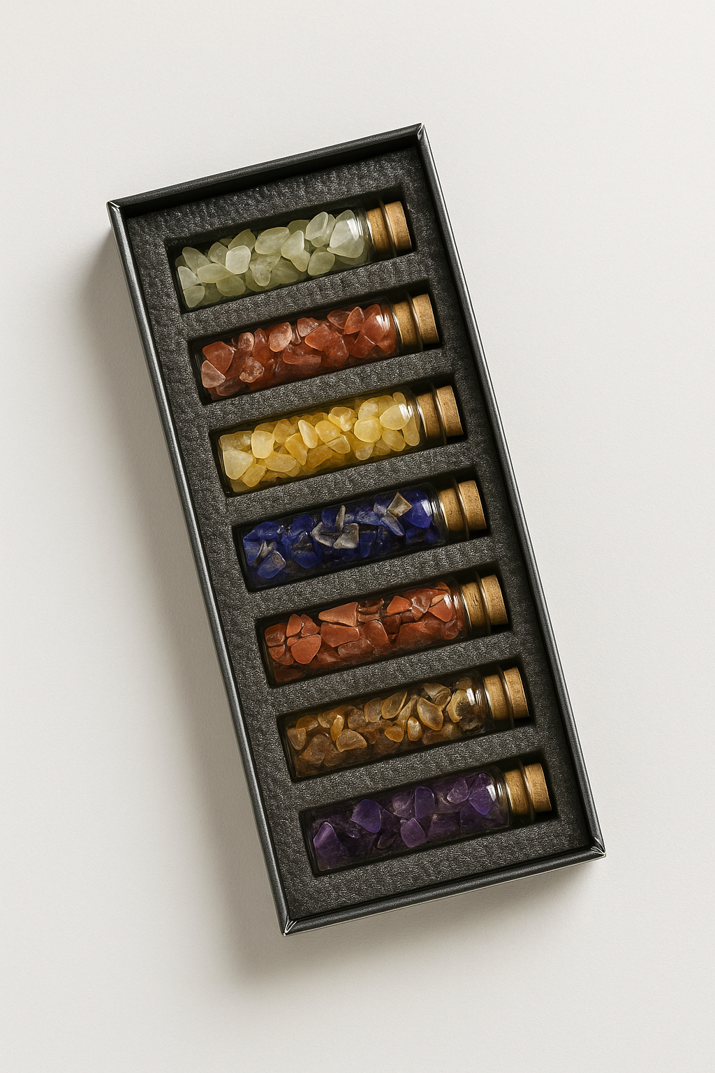 7-Chakra Crystal Vial Set – Mini Energy Bottles for Healing & Rituals