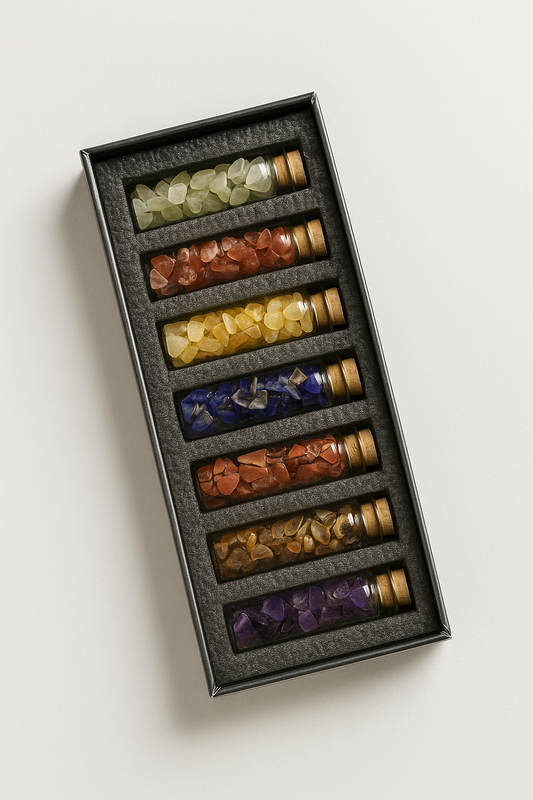 7-Chakra Crystal Vial Set – Mini Energy Bottles for Healing & Rituals
