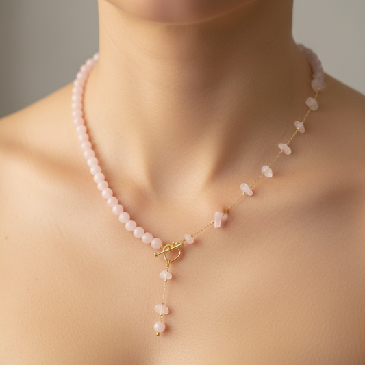 Rose Quartz Chip & Bead Necklace – Crystal of Love, Compassion & Emotional Healing