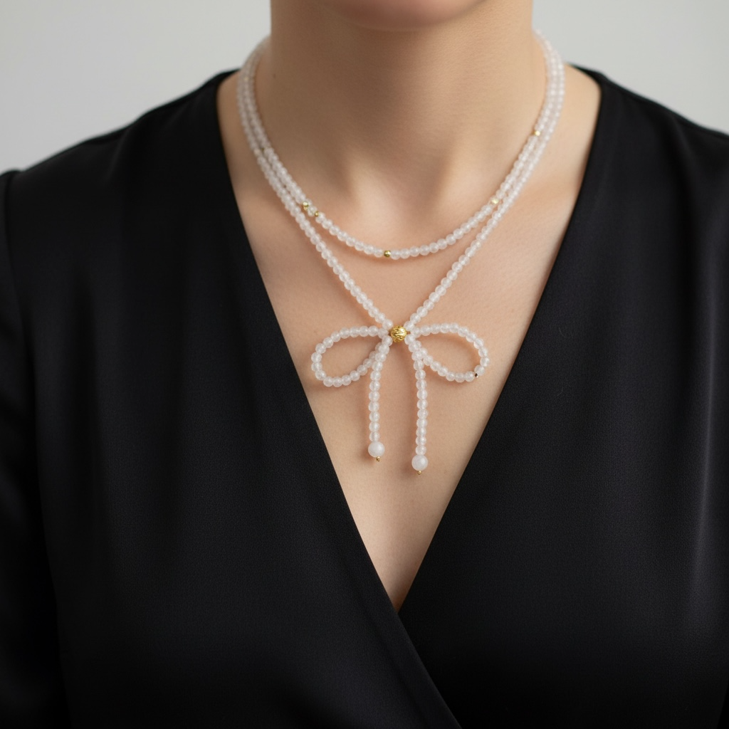 Rose Quartz Heavenly Bow Necklace
