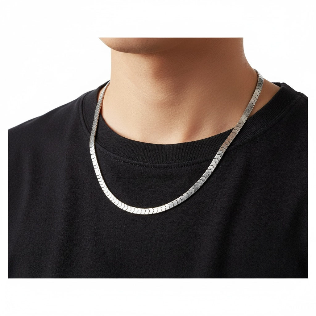 Classic hematite flat unisex chain necklace