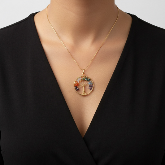 7 Chakra Tree Pendant – Crystal of Growth, Balance & Spiritual Healing