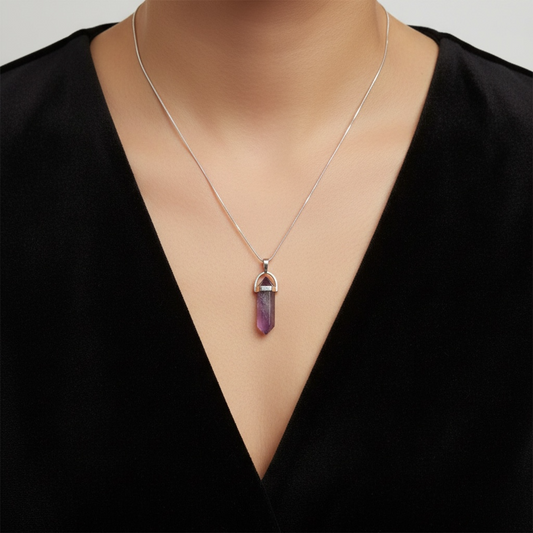 Amethyst Pencil Pendant – Crystal of Peace, Intuition & Spiritual Protection