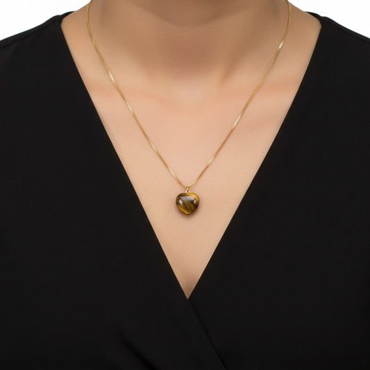 Tiger Eye Mini Heart Pendant – Crystal of Courage, Protection & Confidence