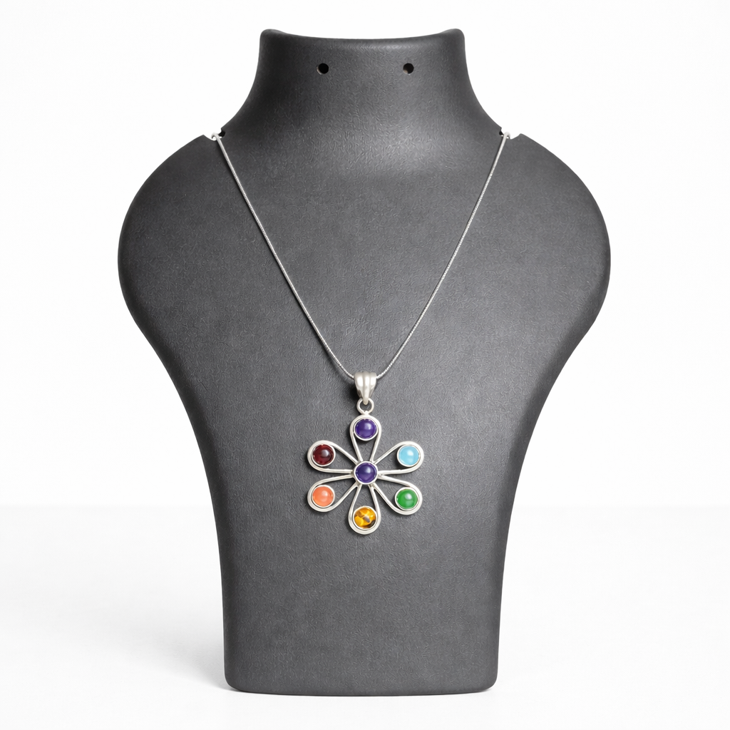 7 Chakra Flower Pendant – Crystal of Energy Harmony, Healing & Positivity