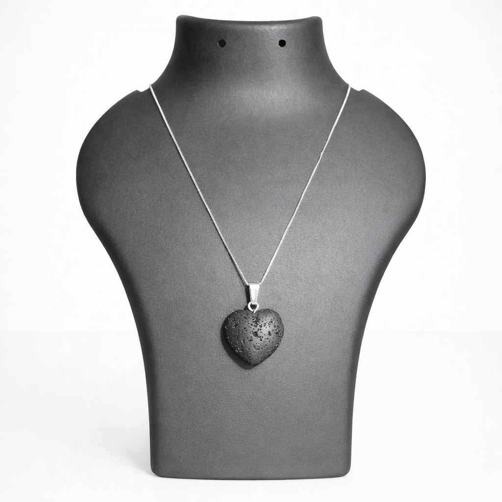 Lava Stone Heart Pendant – Crystal of Grounding, Strength & Transformation