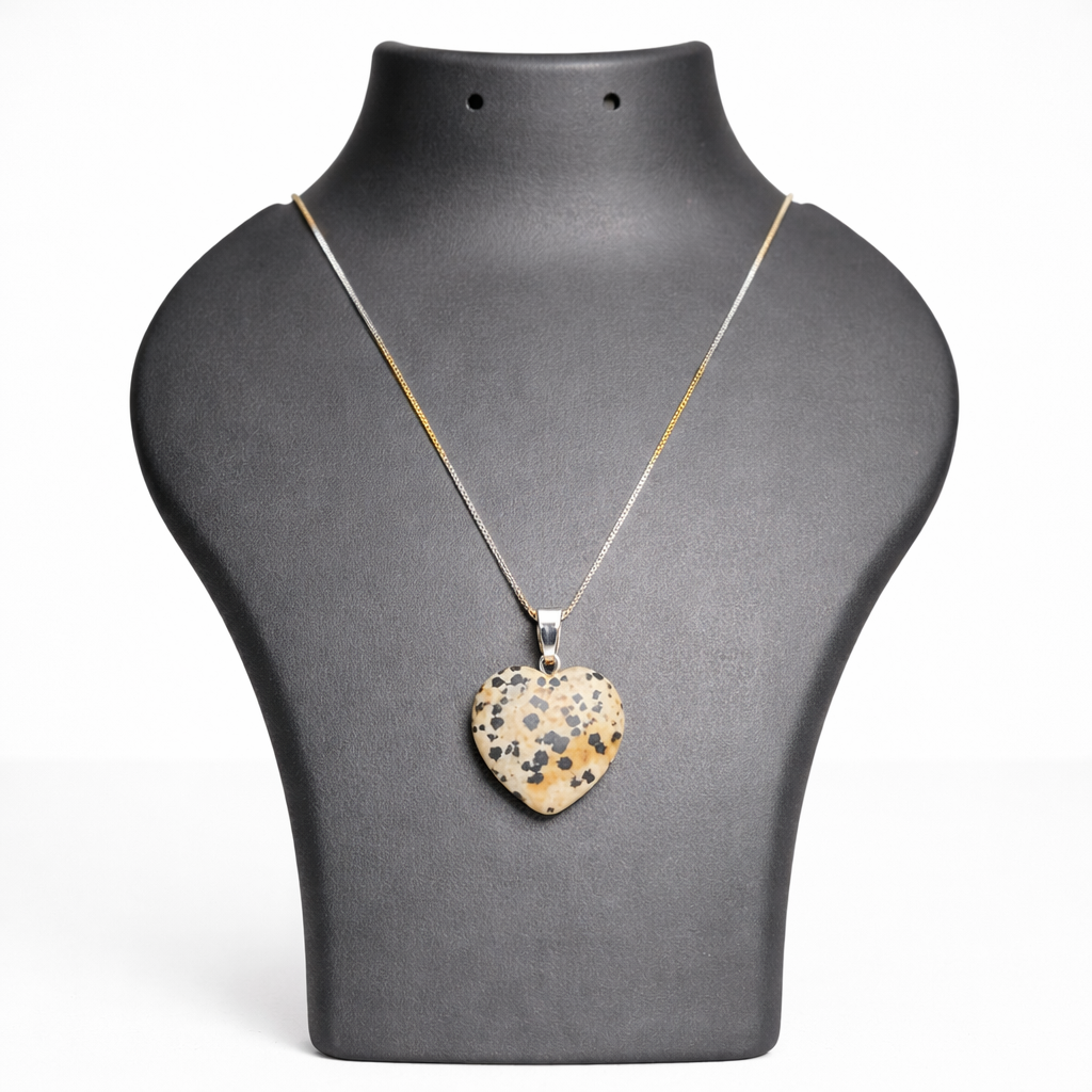 Dalmatian Jasper Heart Pendant – Stone of Joy, Grounding & Emotional Balance