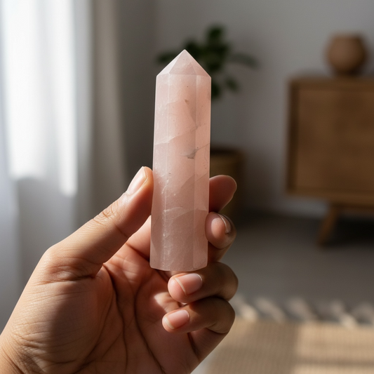 Rose Quartz Pencil Tower – Crystal of Love, Peace & Emotional Healing