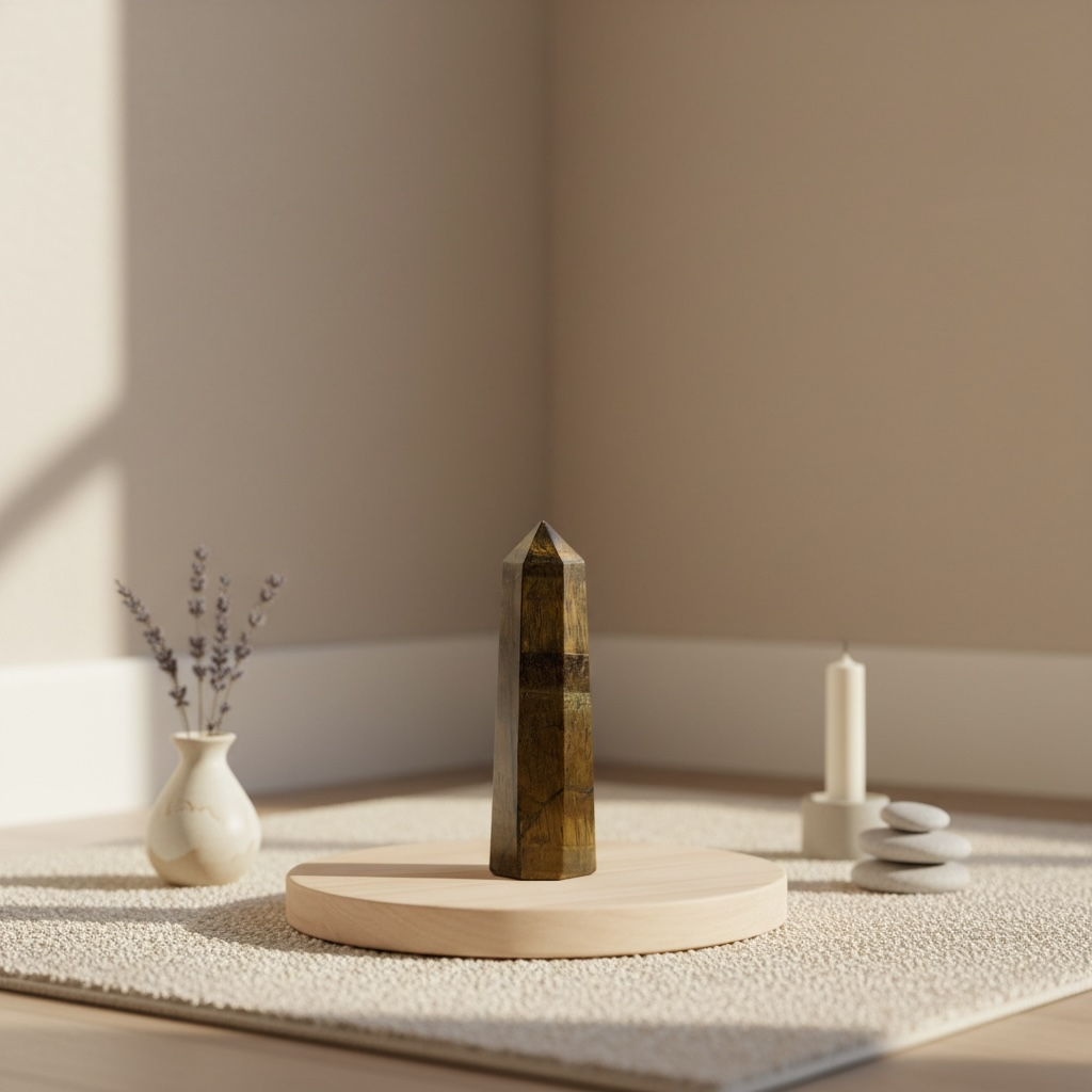 Tiger Eye Pencil Tower – Crystal of Courage, Confidence & Protection