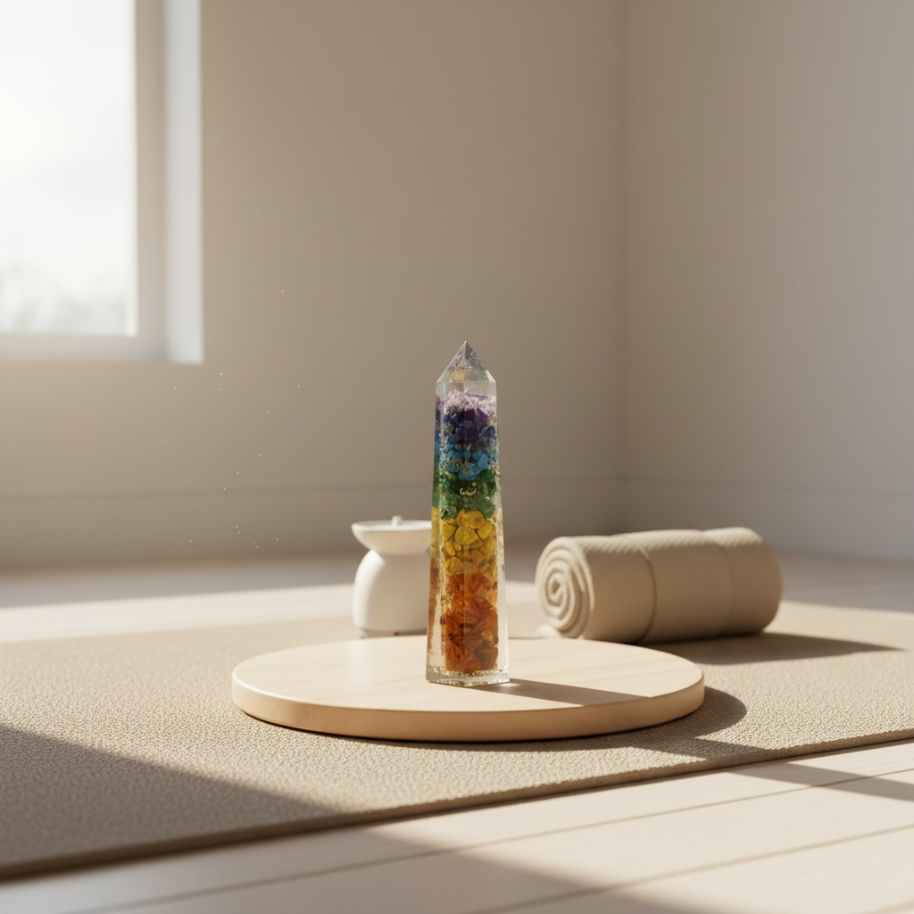 7 Chakra Pencil Tower – Crystal Energy Generator for Balance, Healing & Alignment