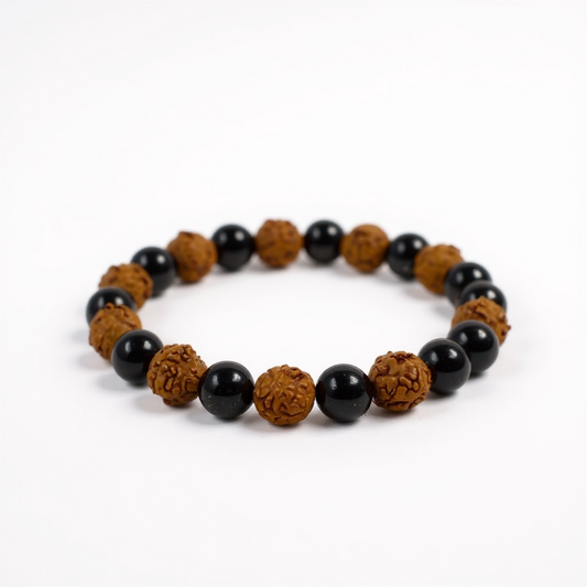 Black Tourmaline & Rudraksh Bracelet