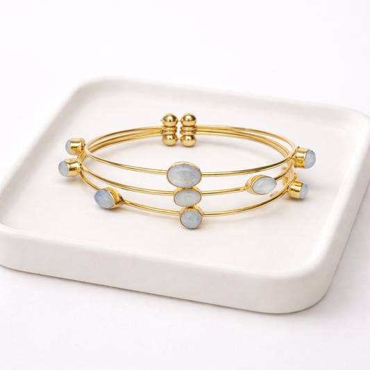 Moonstone Adjustable Cuff Bracelet – Intuition, Emotional Balance & Divine Feminine Energy