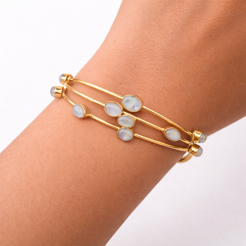 Moonstone Adjustable Cuff Bracelet – Intuition, Emotional Balance & Divine Feminine Energy
