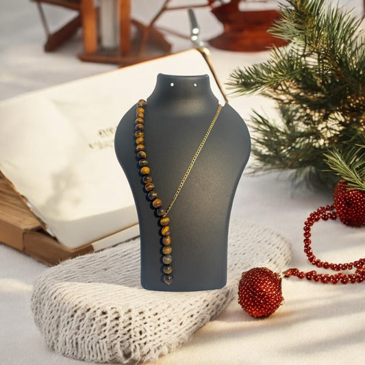 Tiger Eye Power Necklace – with Anti-Tarnish Gold Chain