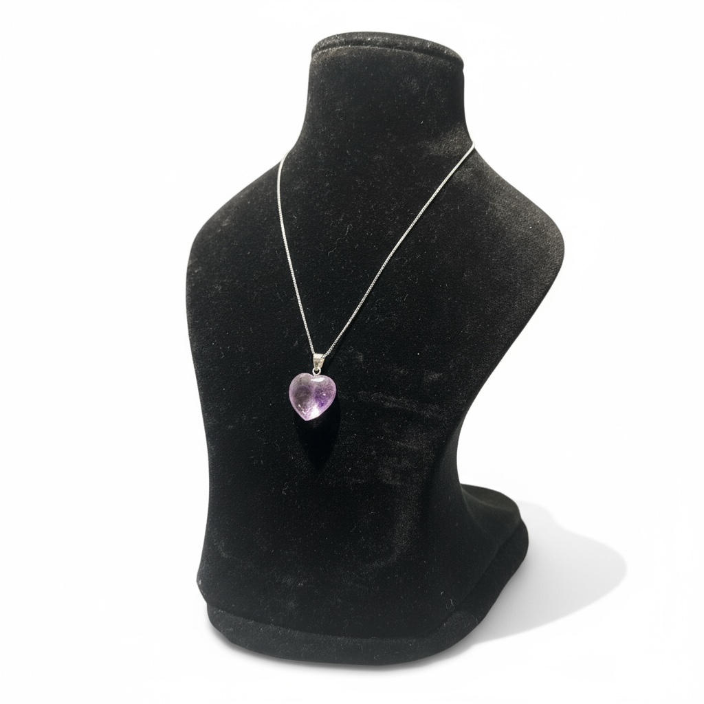 Amethyst Heart Shaped Pendant with Silver Chain