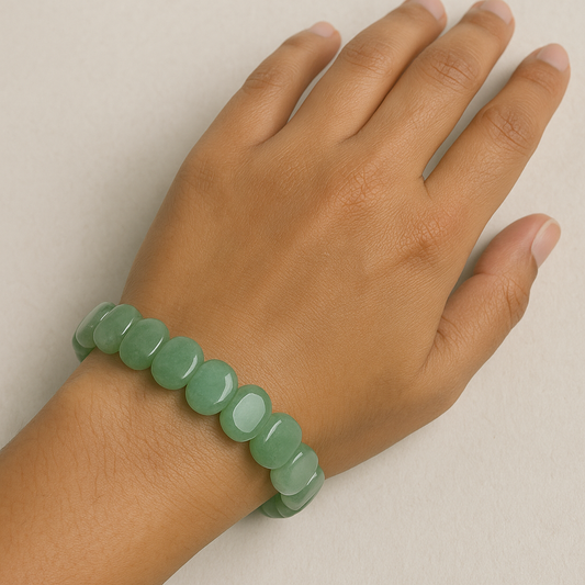 Green Aventurine Faceted Barrel Cut Bracelet