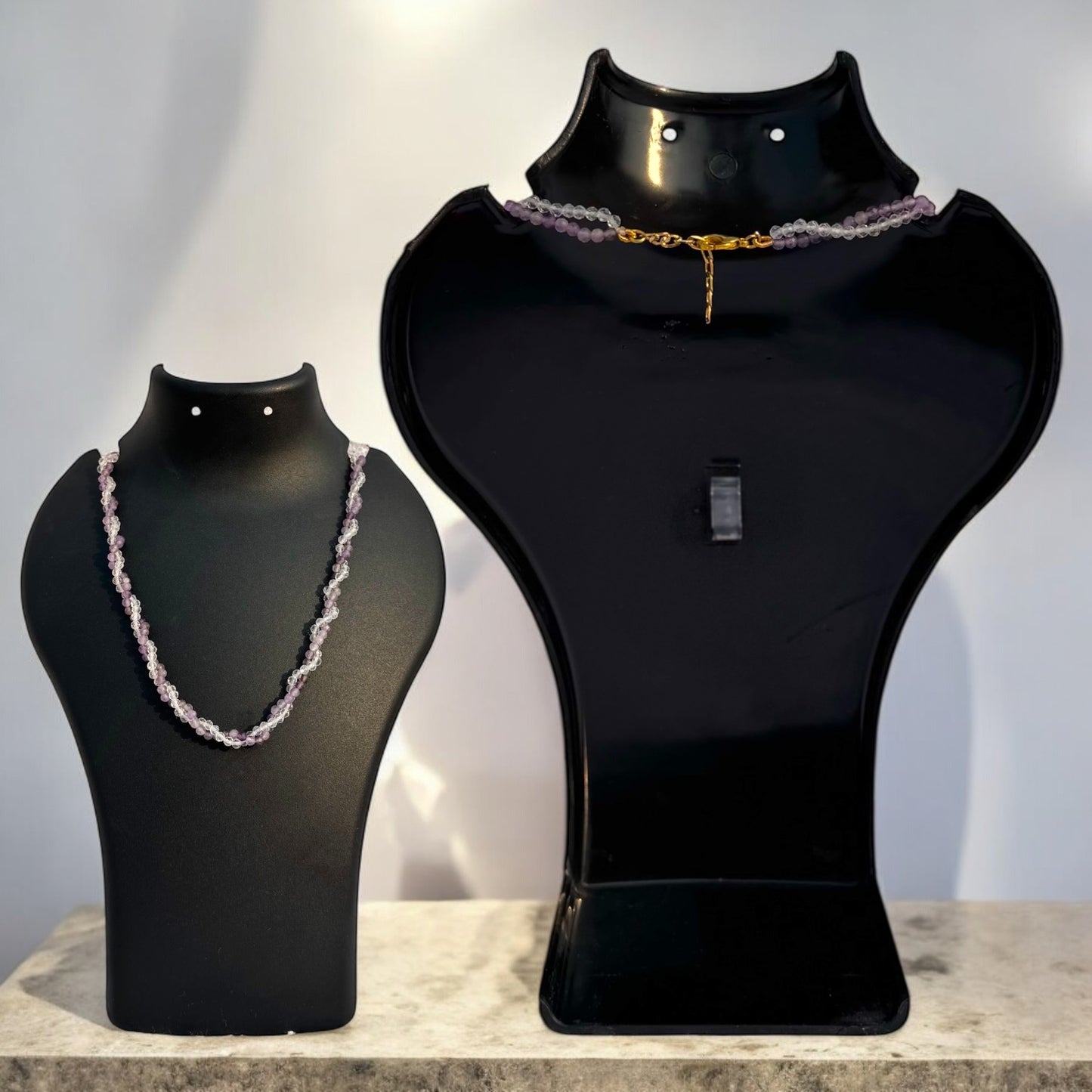 Amethyst & Clear Quartz Harmony Necklace – Clarity, Calm & Crown Activation