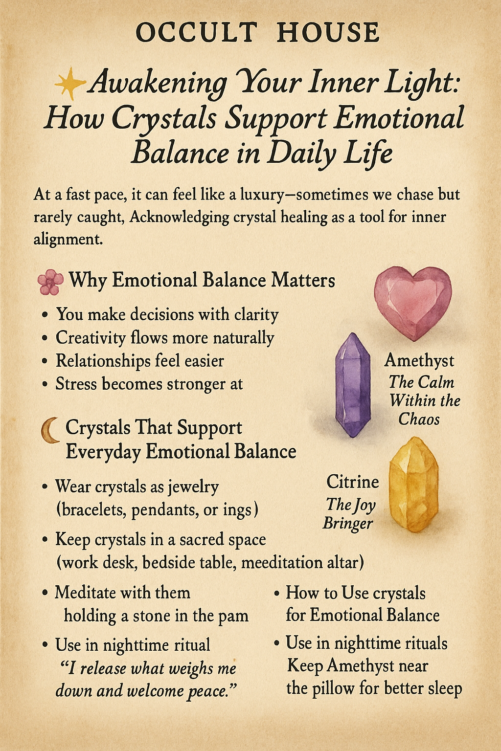 ✨ Awakening Your Inner Light: How Crystals Support Emotional Balance in Daily Life