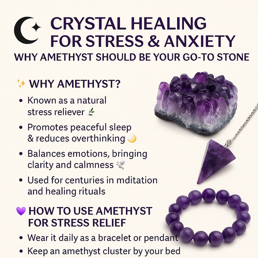 🌙 Crystal Healing for Stress & Anxiety: Why Amethyst Should Be Your Go-To Stone