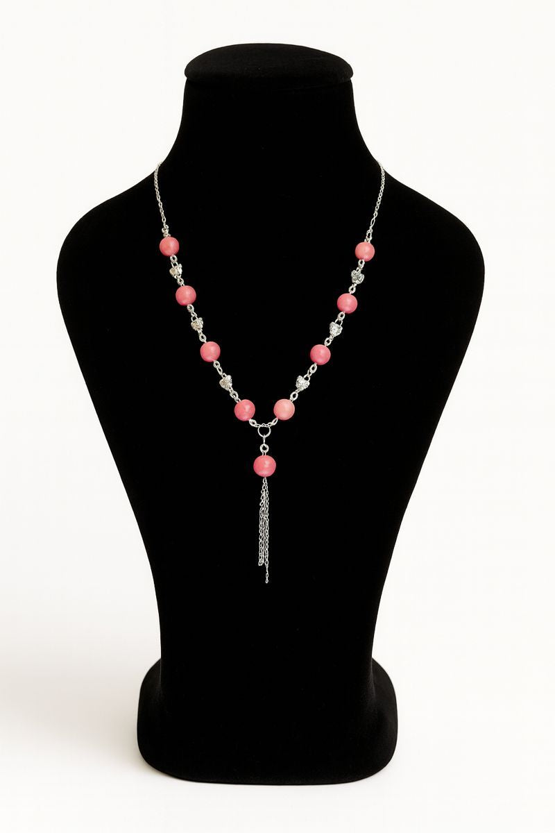 Pink Rhodonite Heart Blossom Necklace – Emotional Healing & Self-Love (Anti-Tarnish Chain)