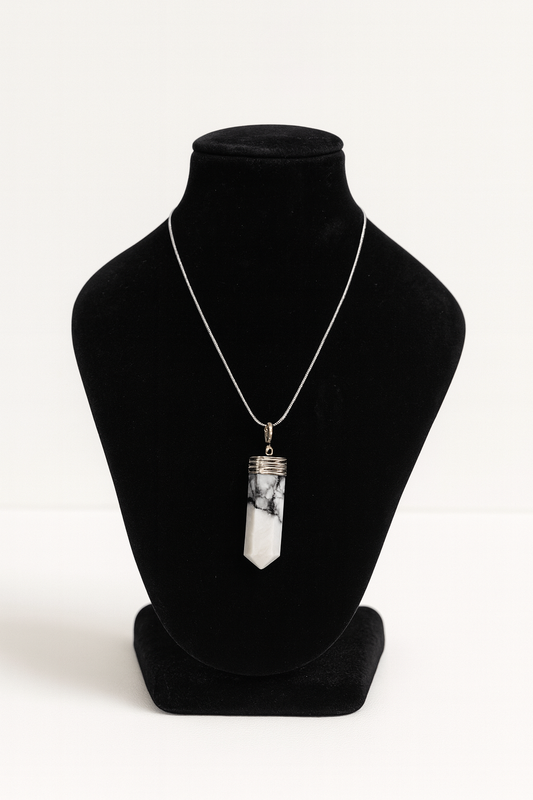 Howlite Pencil Pendant with Silver Chain