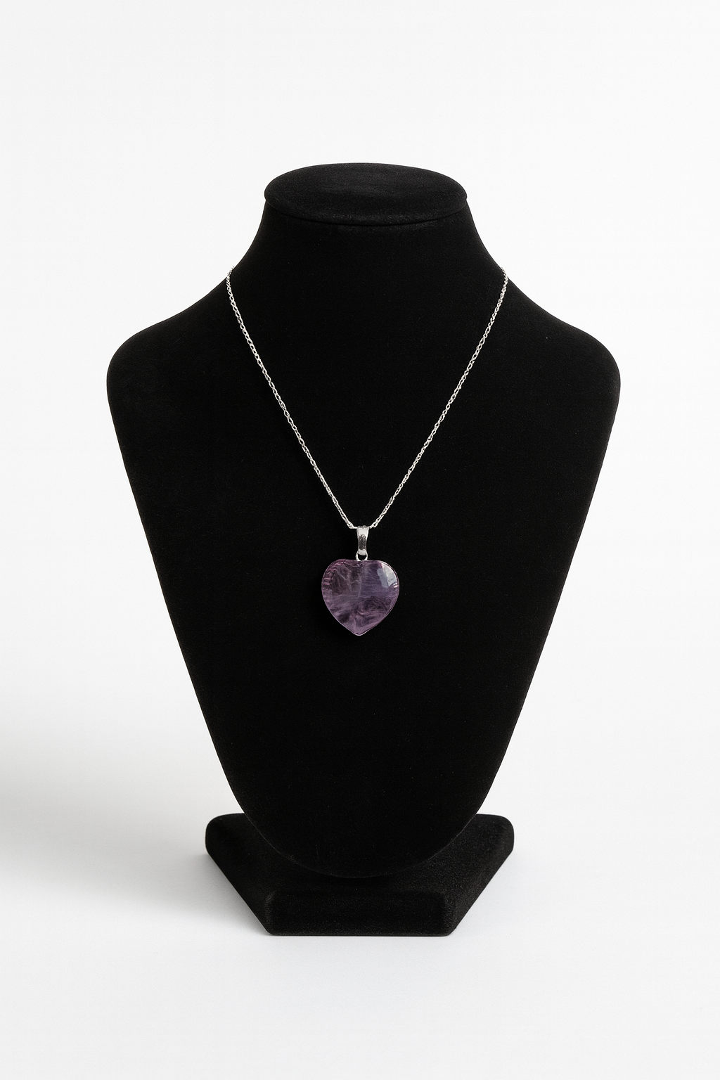 Amethyst Heart Shaped Pendant with Silver Chain