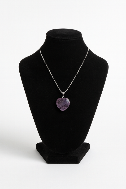 Amethyst Heart Shaped Pendant with Silver Chain