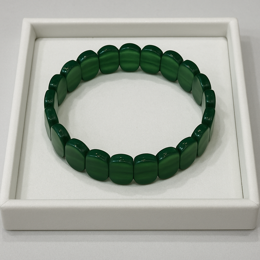 Green Jade Faceted Barrel Cut Bracelet
