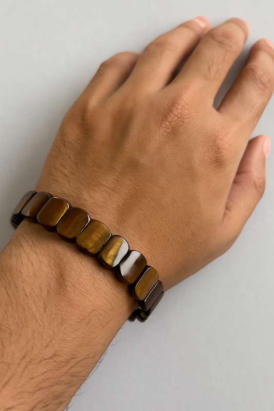 Golden Yellow Tiger Eye Slab Cut Bracelet