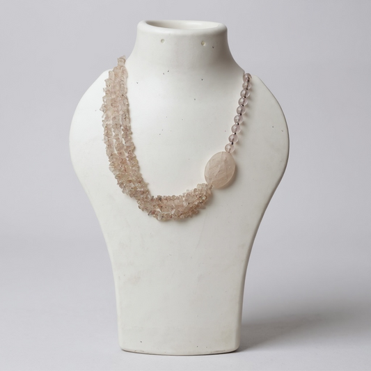 Rose Quartz Chip & Bead Necklace – Crystal of Love, Compassion & Emotional Healing