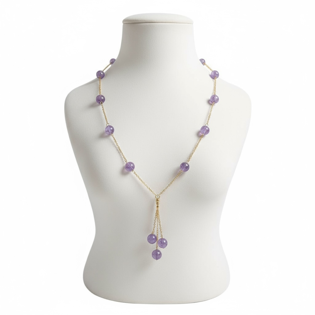 Amethyst Minimalist Necklace – Crystal of Calm, Intuition & Spiritual Grace