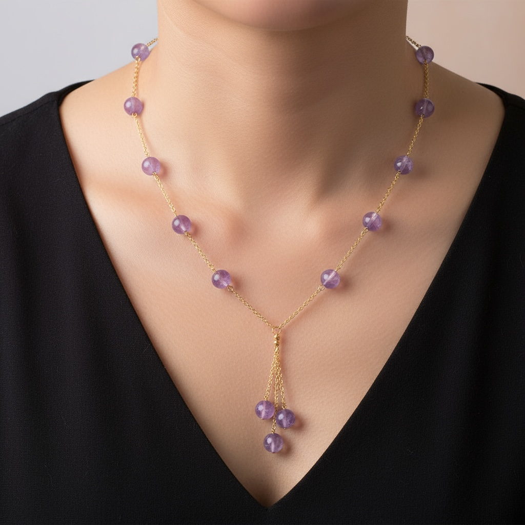 Amethyst Minimalist Necklace – Crystal of Calm, Intuition & Spiritual Grace
