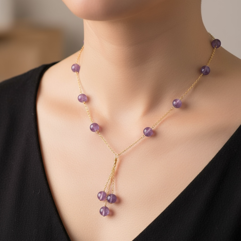 Amethyst Minimalist Necklace – Crystal of Calm, Intuition & Spiritual Grace