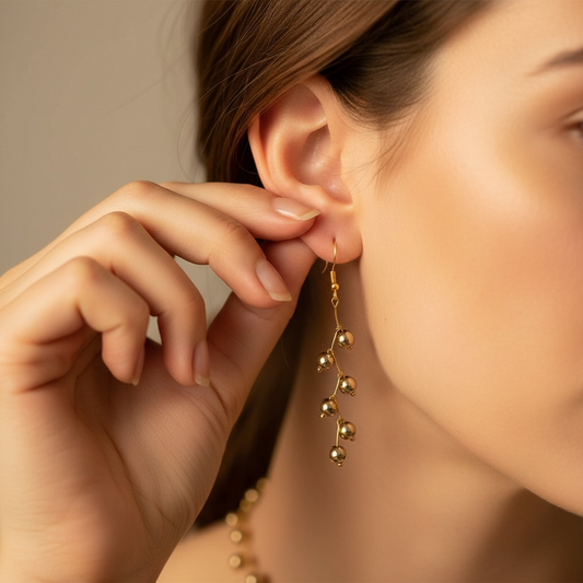 Golden hematite Vine Design— Beaded choker Necklace with earrings