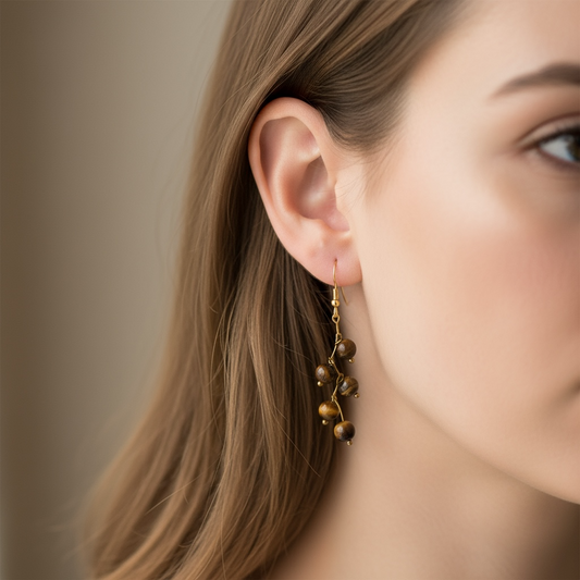 Tiger Eye Vine Design – Beaded Choker Necklace with Earrings