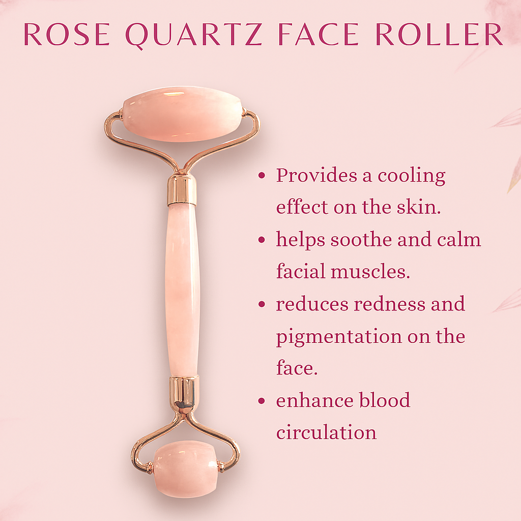 Rose Quartz Facial Roller & Gua Sha Set – Self-Love & Skin Radiance Duo