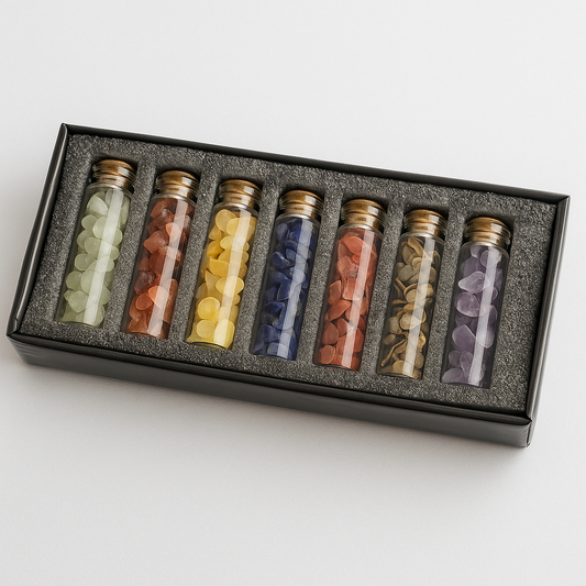 7-Chakra Crystal Vial Set – Mini Energy Bottles for Healing & Rituals