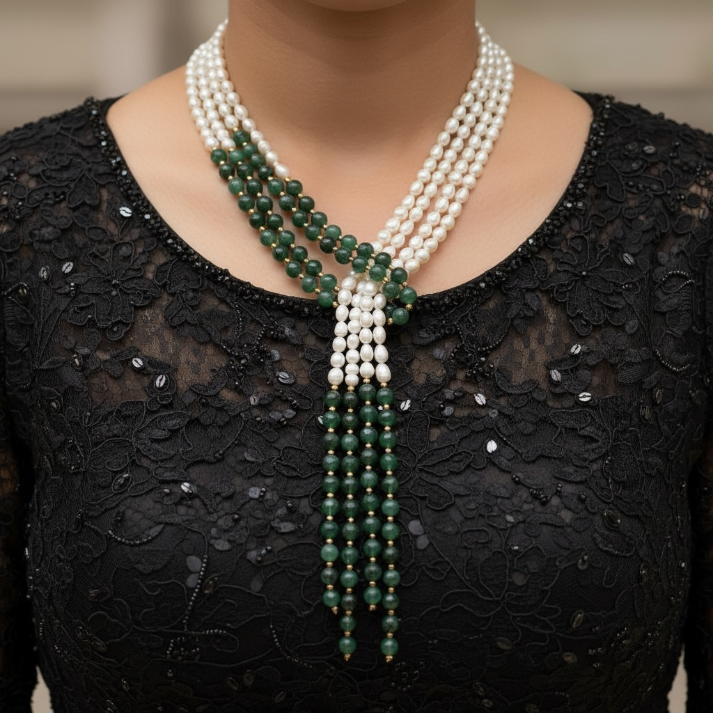 Pearl & Jade Multi-Styling Necklace – Elegance, Prosperity & Grace for Women