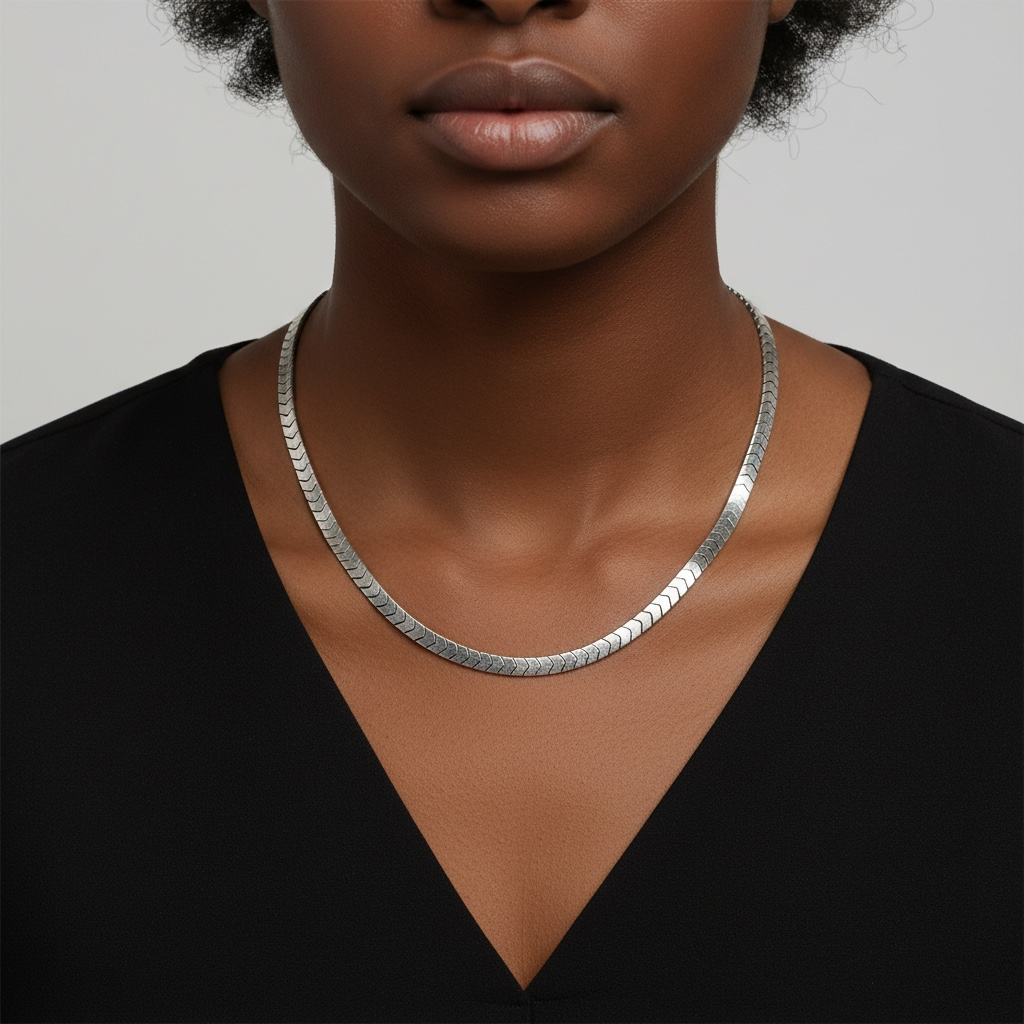 Classic hematite flat unisex chain necklace