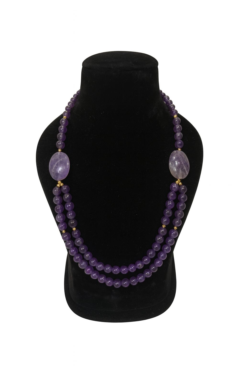 Amethyst Double Layer Necklace with Adjustable Dori – Crystal of Peace, Intuition & Spiritual Protection