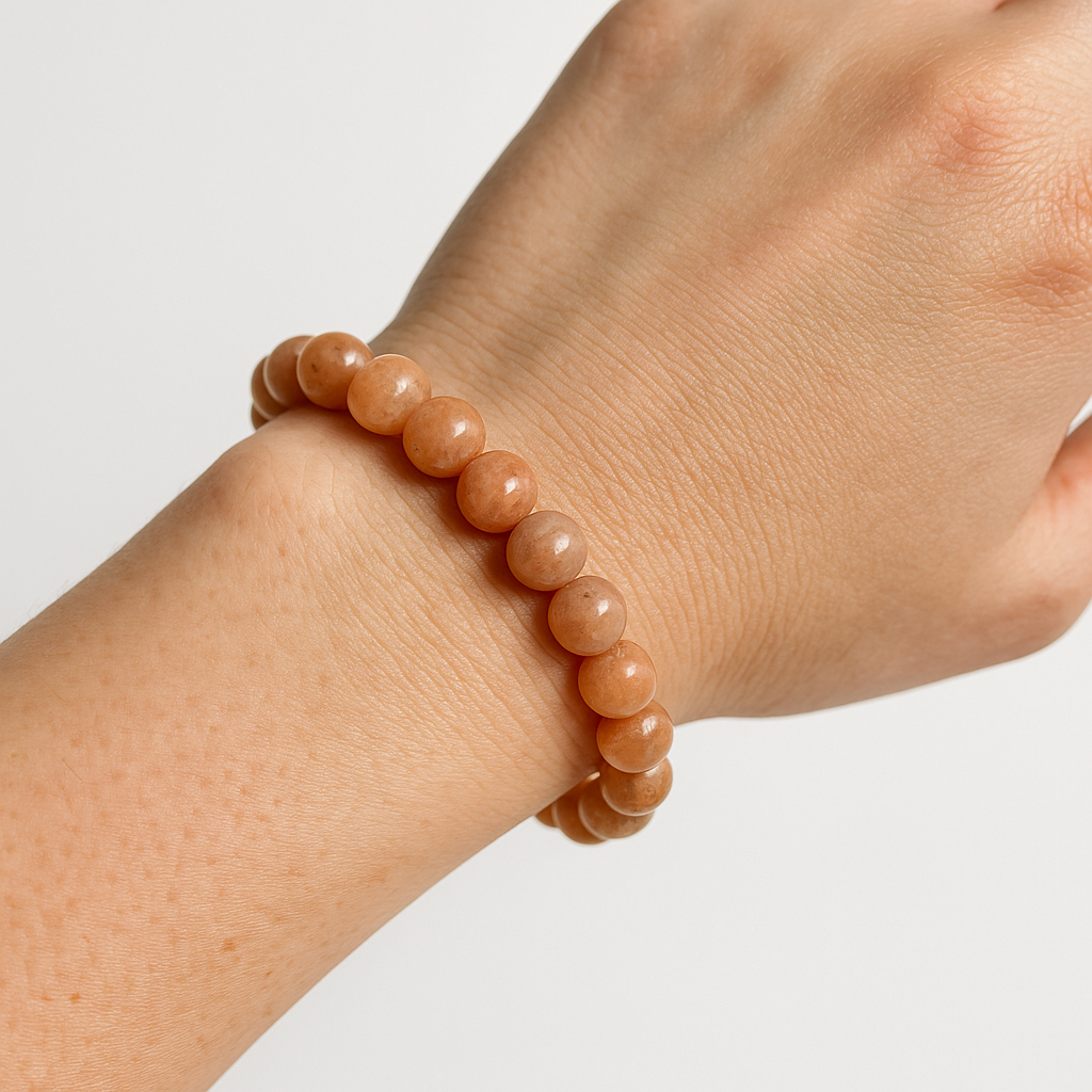 Lunar Glow – Peach Moonstone Feminine Energy Bracelet