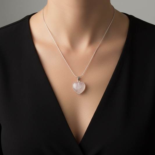 Rose Quartz Heart Pendant – Stone of Love, Compassion & Emotional Healing