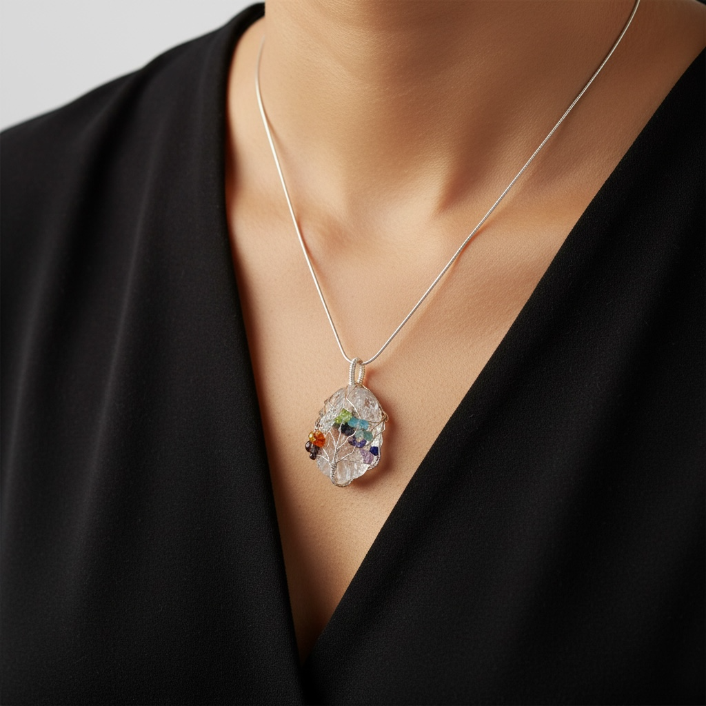 Clear Quartz Tree Pendant – Master Healer Crystal for Clarity, Harmony & Energy Amplification