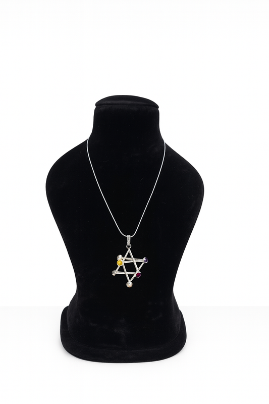 7 Chakra Hexagonal Pendant – Crystal of Energy Alignment, Healing & Harmony