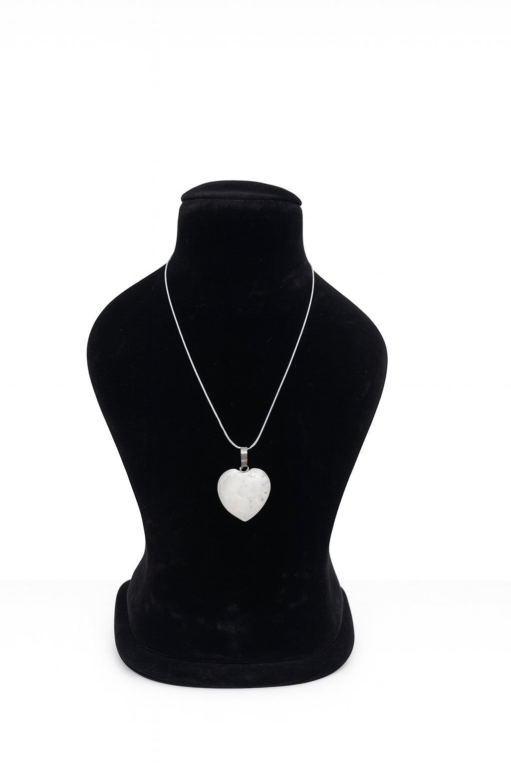Clear Quartz Heart Shaped Pendant with Chain